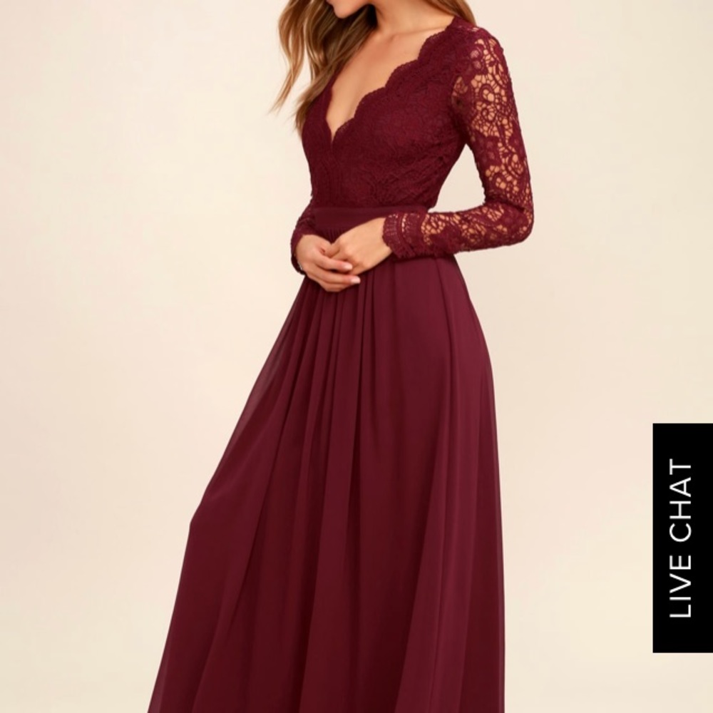 Lulus Burgundy Long Sleeve Dress